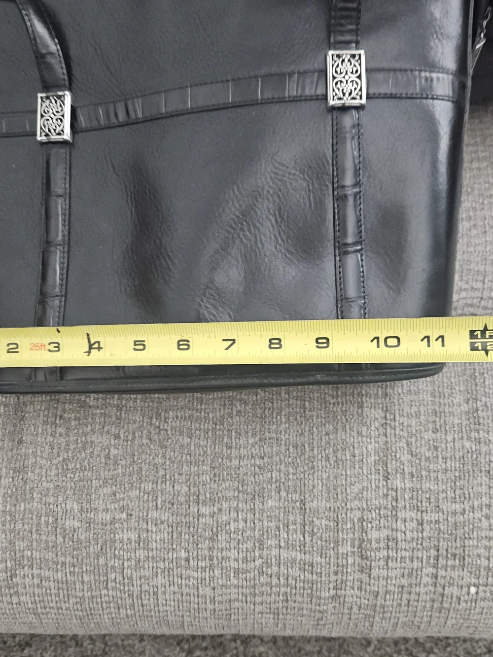 Brighton Black Leather Shoulder Bag with Silver Accents